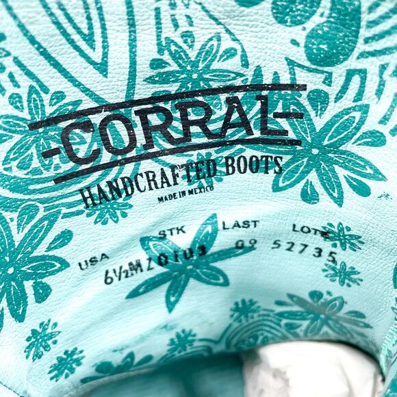 Corral‎ Embroidery Studded Fringe Boots Grey Leather Ankle Western Sz 6.5 Z0103 - Picture 9 of 10